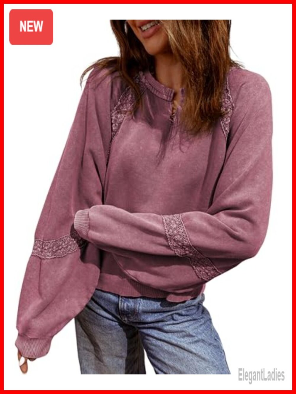 Womens Cropped Lace Crochet Sweatshirt Long Sleeve Notch Neck Pullover Top